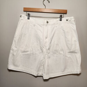 Madewell Harlow Pleated Denim Shorts Pockets White Women's size 32 NWT
